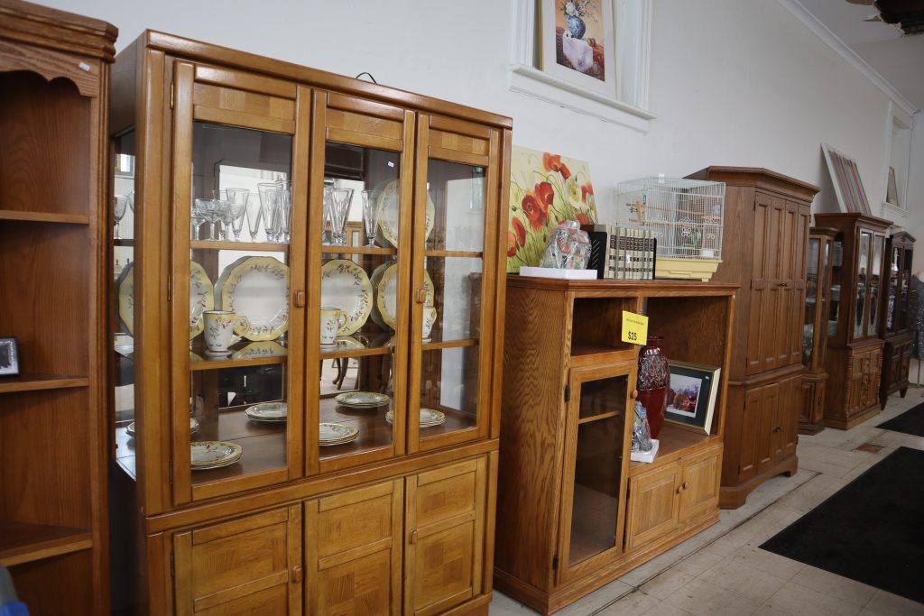 Wooden china cabinets.